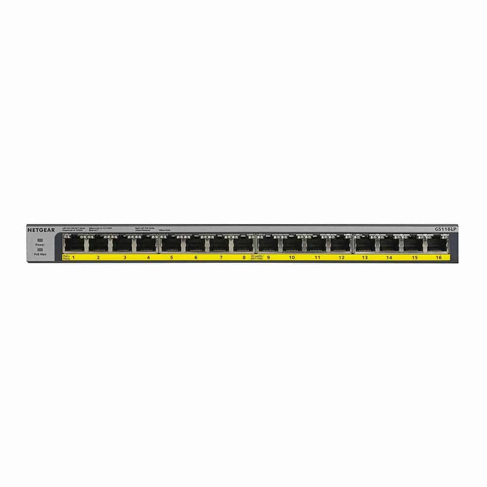 (image for) NETGEAR GS116LP 16-Port PoE/PoE+ Gigabit Unmanaged Switch